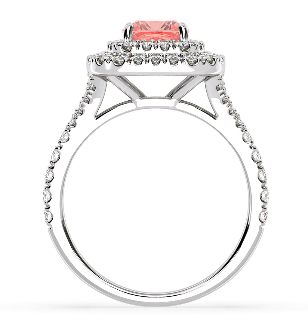 Anastasia Pink Lab Diamond 1.65ct Halo Ring in 18K White Gold - Elara Collection