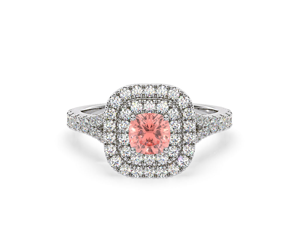 Anastasia Pink Lab Diamond 1.30ct Halo Ring in Platinum - Elara Collection