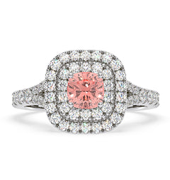 Anastasia Pink Lab Diamond 1.30ct Halo Ring in 18K White Gold - Elara Collection