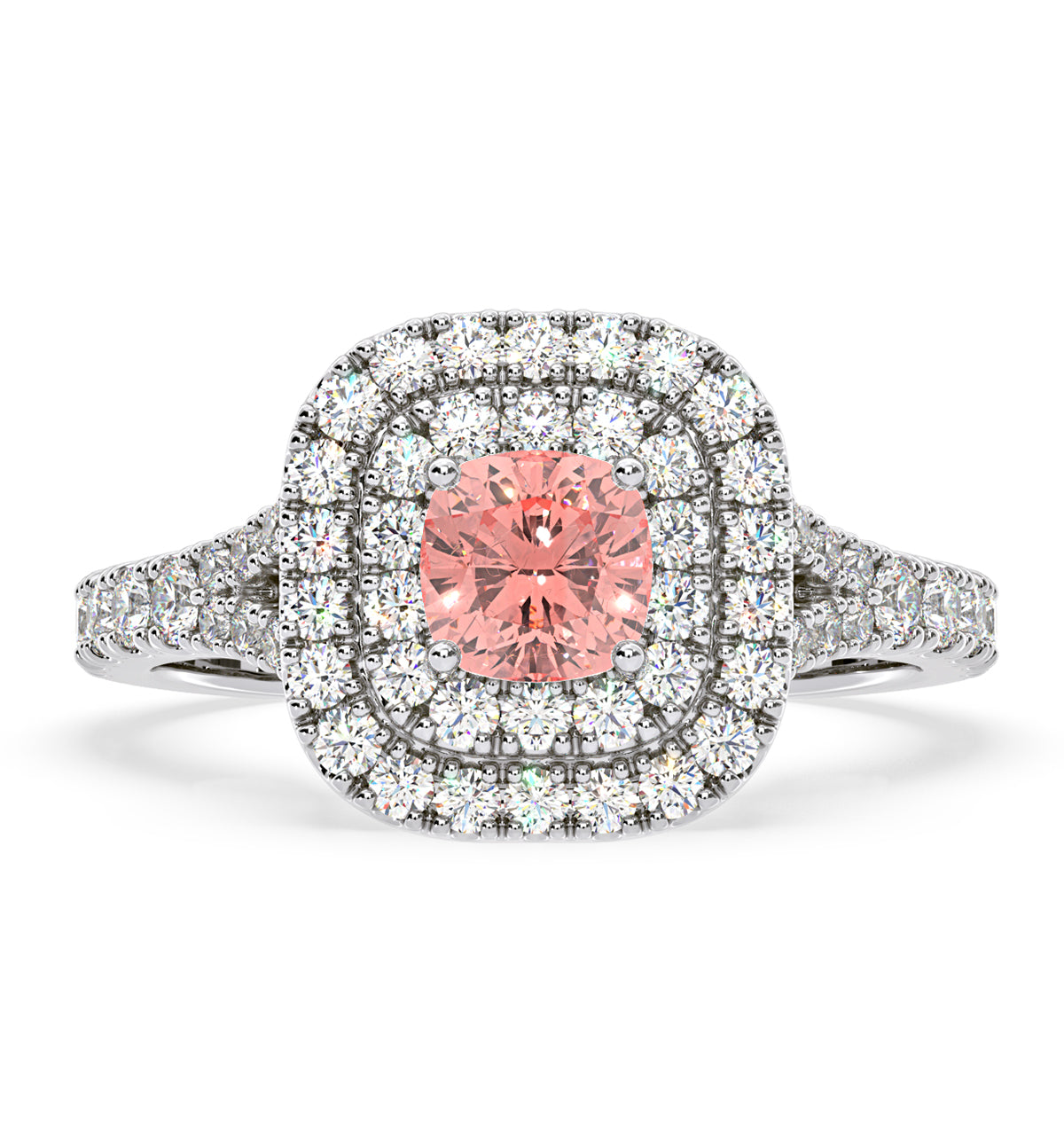 Anastasia Pink Lab Diamond 1.30ct Halo Ring in 18K White Gold - Elara Collection