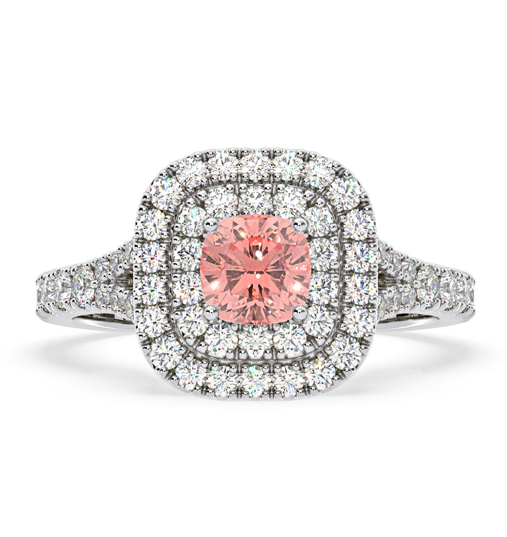 Anastasia Pink Lab Diamond 1.30ct Halo Ring in Platinum - Elara Collection