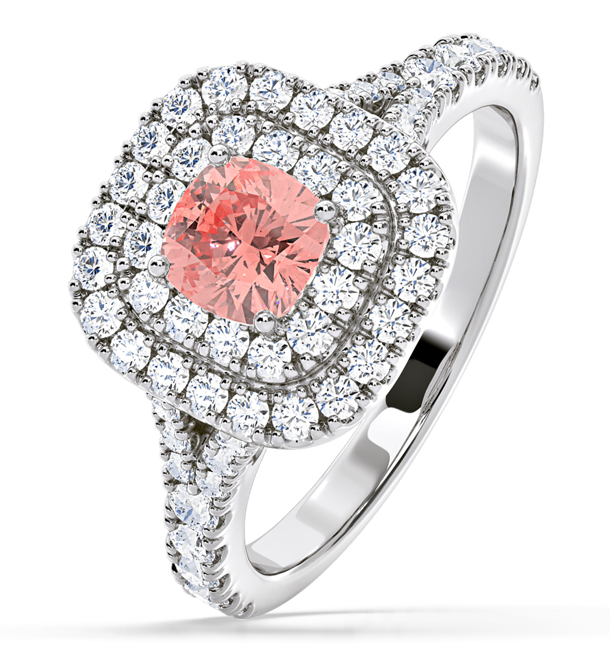 Anastasia Pink Lab Diamond 1.30ct Halo Ring in 18K White Gold - Elara Collection