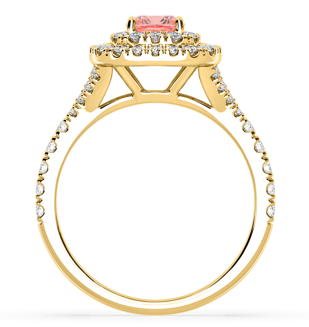 Anastasia Pink Lab Diamond 1.30ct Halo Ring in 18K Yellow Gold - Elara Collection