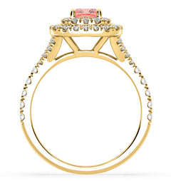 Anastasia Pink Lab Diamond 1.30ct Halo Ring in 18K Yellow Gold - Elara Collection