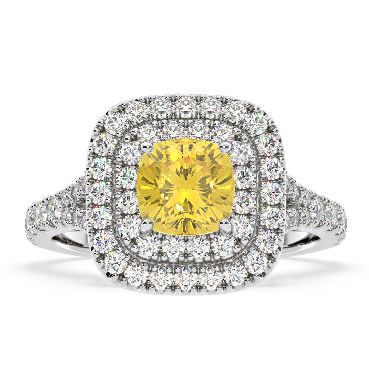 Anastasia Yellow Lab Diamond 1.65ct Halo Ring in 18K White Gold - Elara Collection