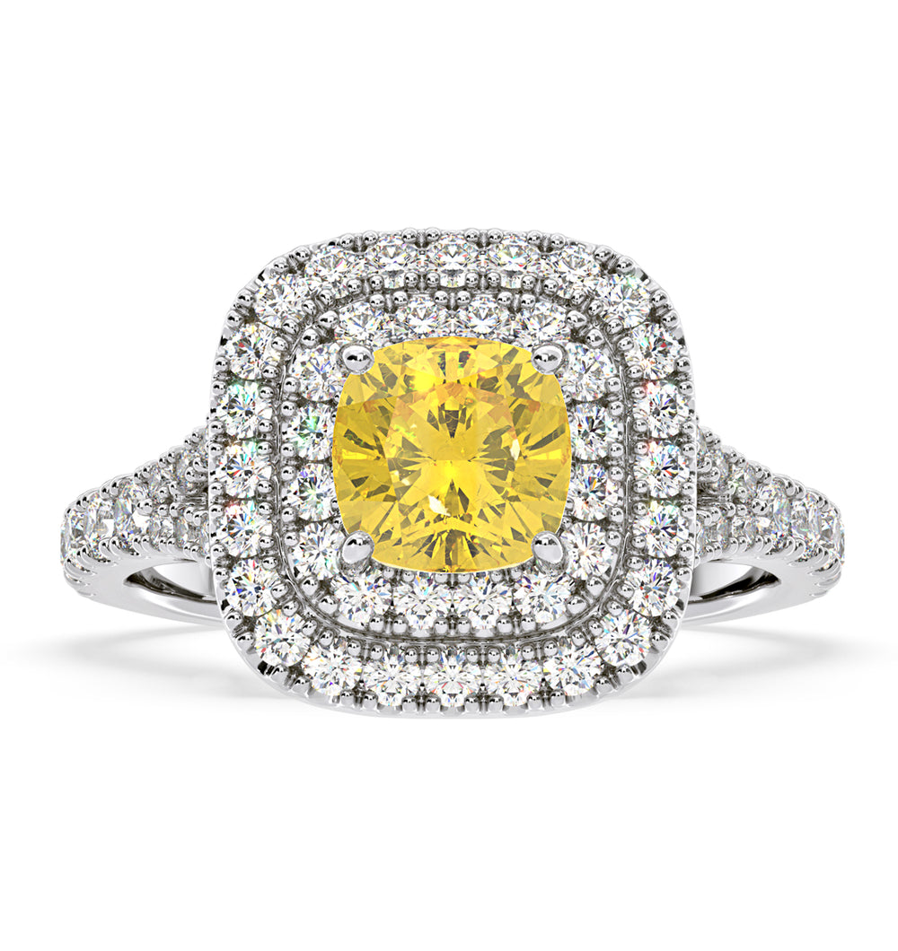 Anastasia Yellow Lab Diamond 1.65ct Halo Ring in Platinum - Elara Collection