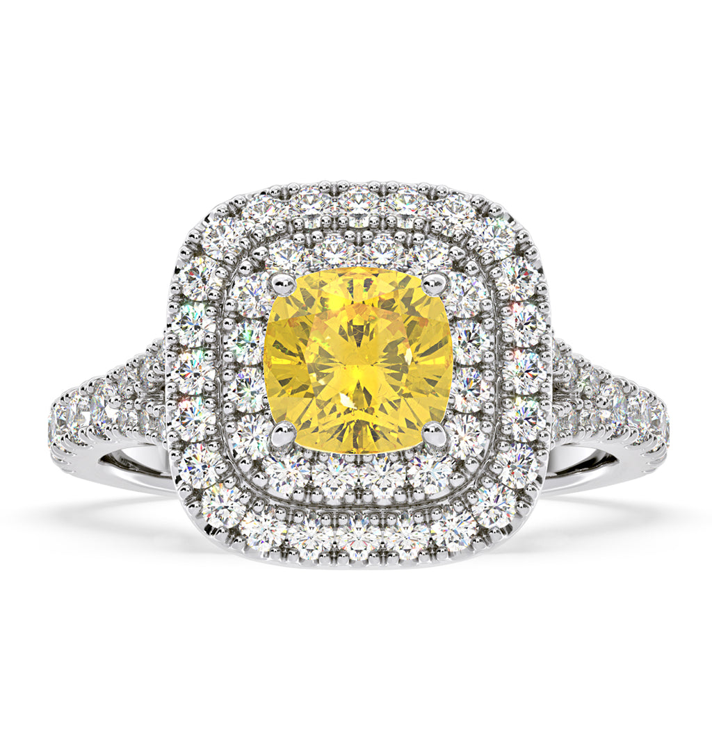 Anastasia Yellow Lab Diamond 1.65ct Halo Ring in Platinum - Elara Collection