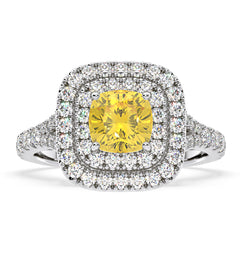 Anastasia Yellow Lab Diamond 1.65ct Halo Ring in Platinum - Elara Collection