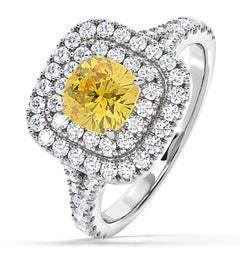 Anastasia Yellow Lab Diamond 1.65ct Halo Ring in 18K White Gold - Elara Collection