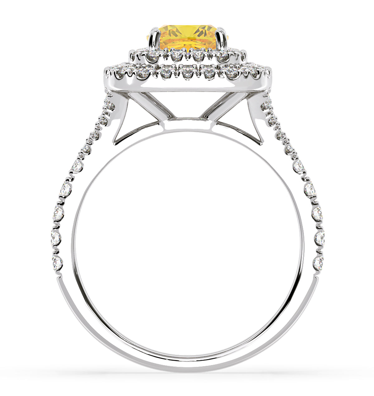 Anastasia Yellow Lab Diamond 1.65ct Halo Ring in 18K White Gold - Elara Collection