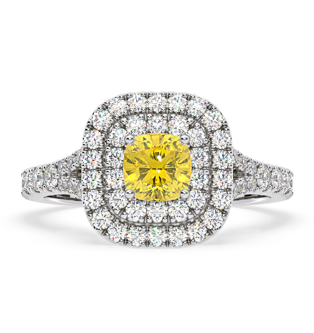 Anastasia Yellow Lab Diamond 1.30ct Halo Ring in 18K White Gold - Elara Collection