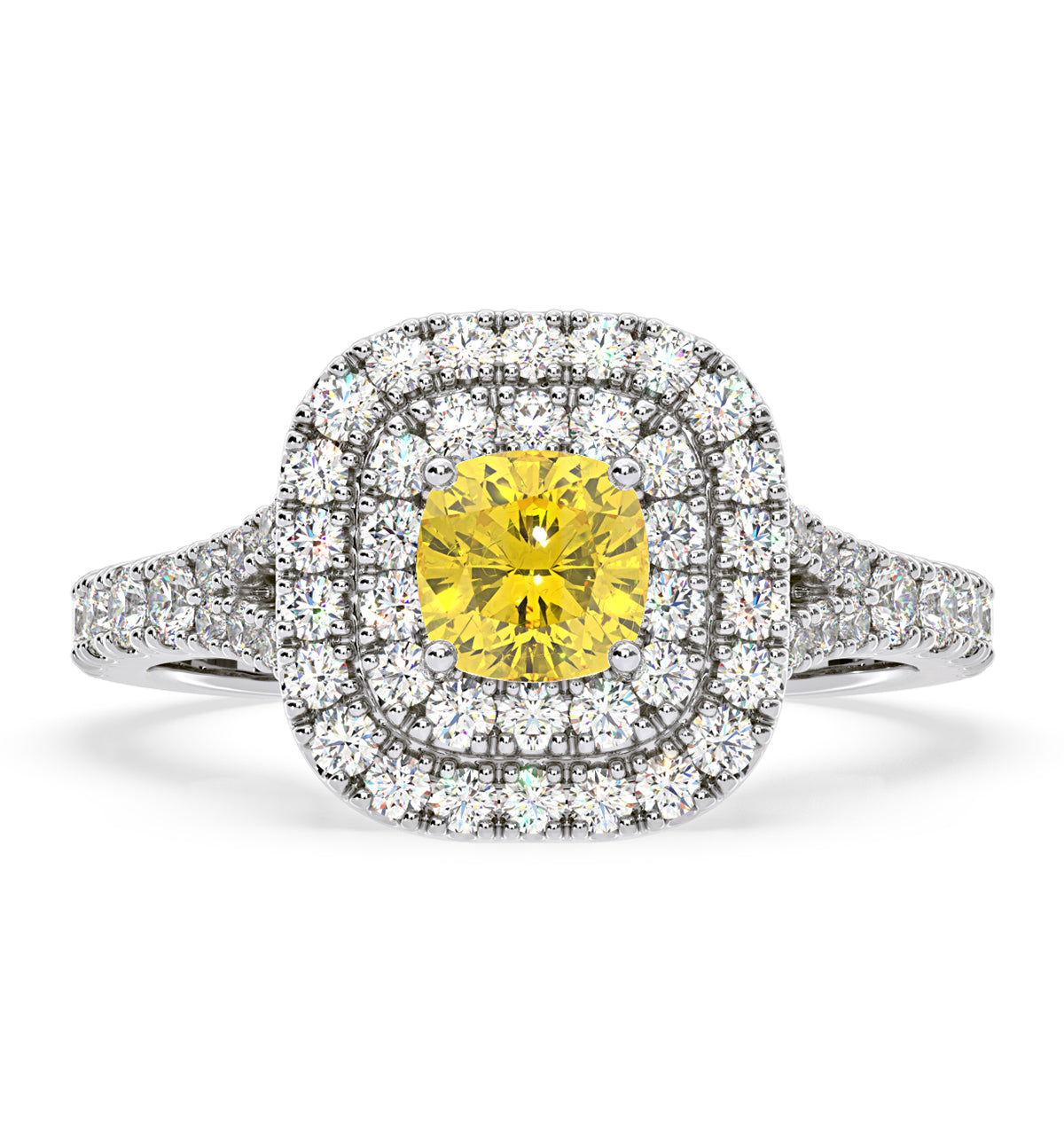 Anastasia Yellow Lab Diamond 1.30ct Halo Ring in 18K White Gold - Elara Collection