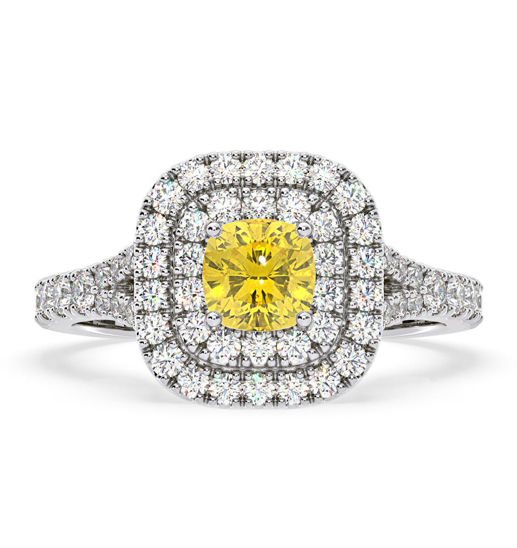 Anastasia Yellow Lab Diamond 1.30ct Halo Ring in Platinum - Elara Collection