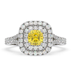 Anastasia Yellow Lab Diamond 1.30ct Halo Ring in Platinum - Elara Collection