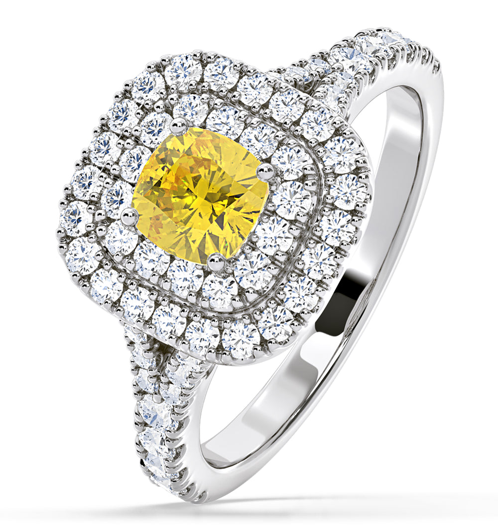 Anastasia Yellow Lab Diamond 1.30ct Halo Ring in 18K White Gold - Elara Collection