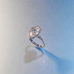 Diana Diamond Pear Halo Engagement Ring 18KW Gold 1ct G/VS