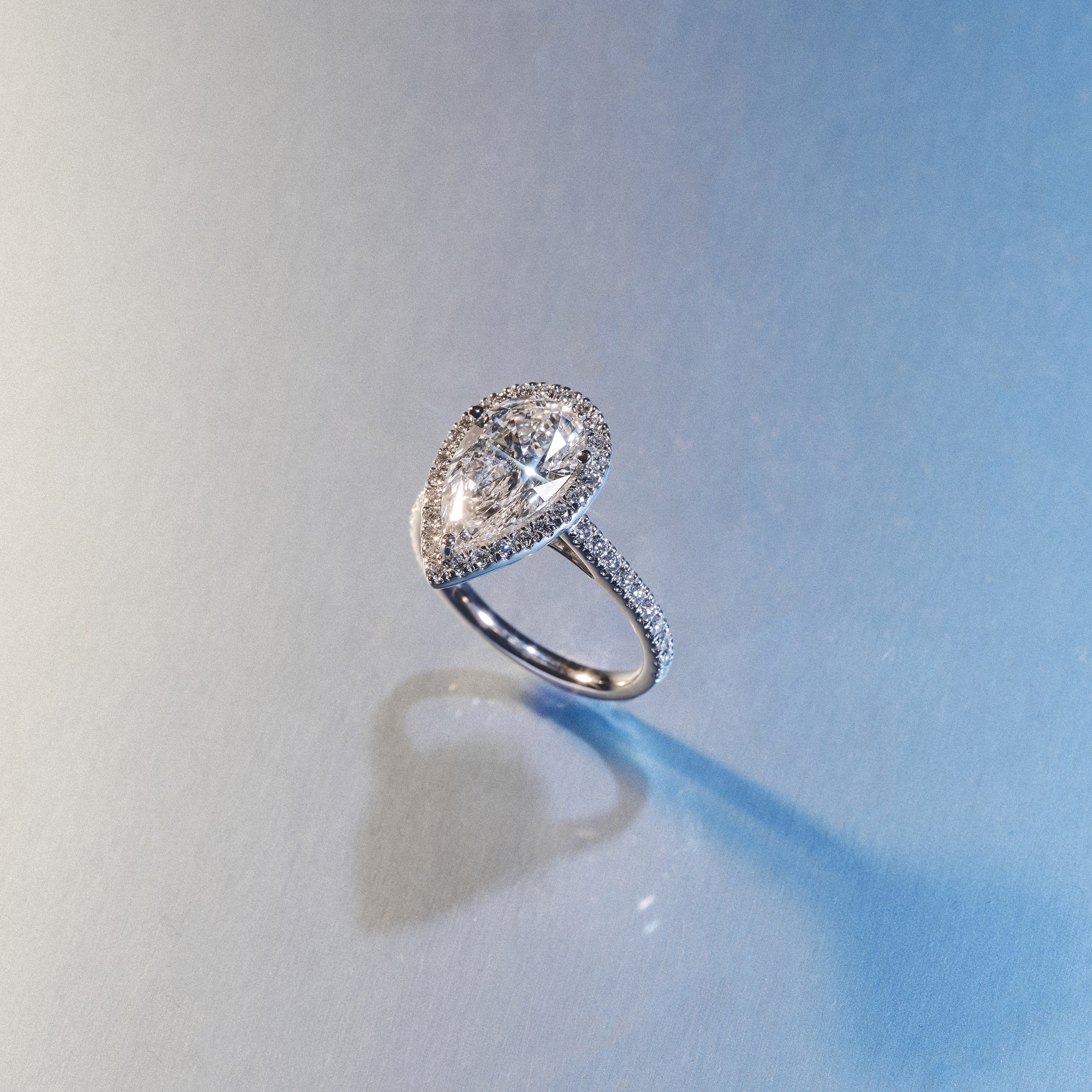 Diana Diamond Pear Halo Engagement Ring 18KW Gold 1ct G/VS2