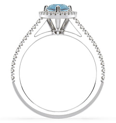 Diana Blue Lab Diamond Pear Halo Ring 1.60ct in 18K White Gold - Elara Collection