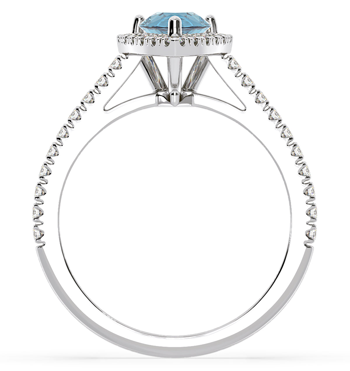 Diana Blue Lab Diamond Pear Halo Ring 1.60ct in 18K White Gold - Elara Collection