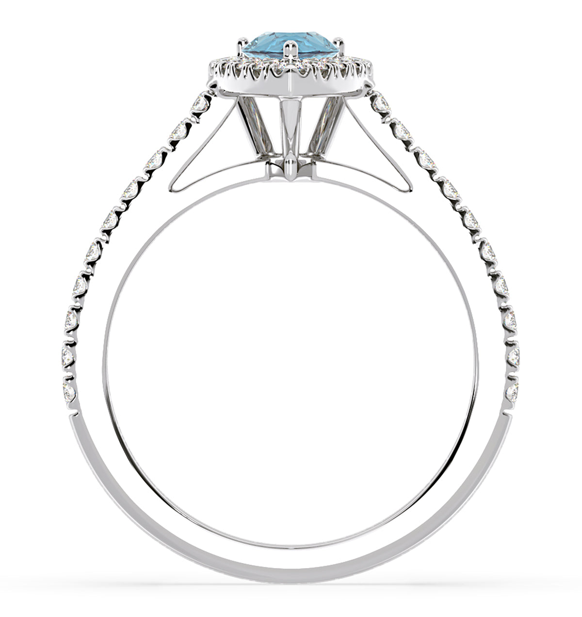 Diana Blue Lab Diamond Pear Halo Ring 1.00ct in 18K White Gold - Elara Collection