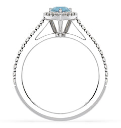 Diana Blue Lab Diamond Pear Halo Ring 1.00ct in Platinum - Elara Collection