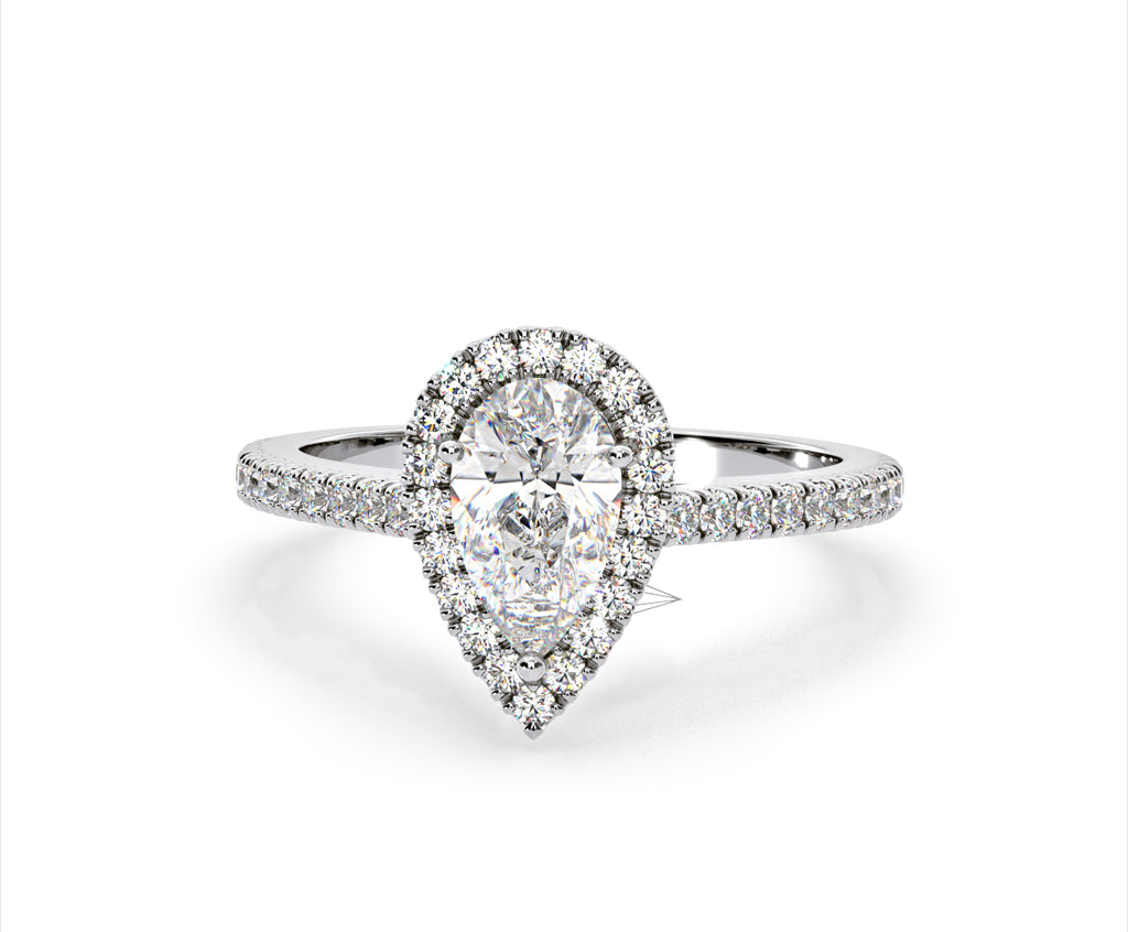 Diana Lab Diamond Pear Halo Engagement Ring 18KW Gold 2.60ct F/VS1