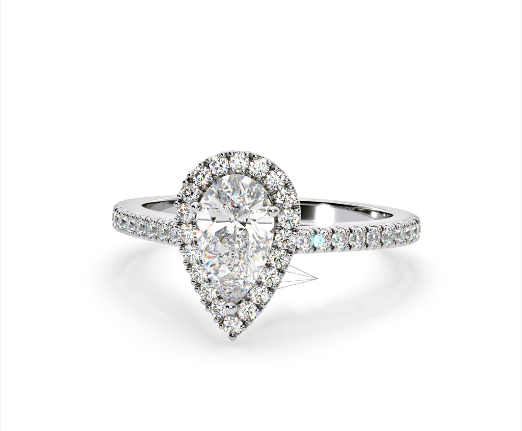 Diana Lab Diamond Pear Halo Engagement Ring Platinum 2.10ct F/VS1