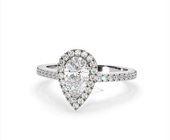 Diana Lab Diamond Pear Halo Engagement Ring Platinum 2.10ct F/VS1