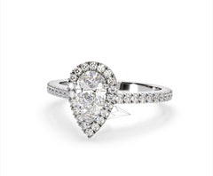 Diana Lab Diamond Pear Halo Engagement Ring Platinum 2.10ct F/VS1