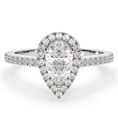 Diana GIA Diamond Pear Halo Engagement Ring Platinum 1.60ct G/SI1