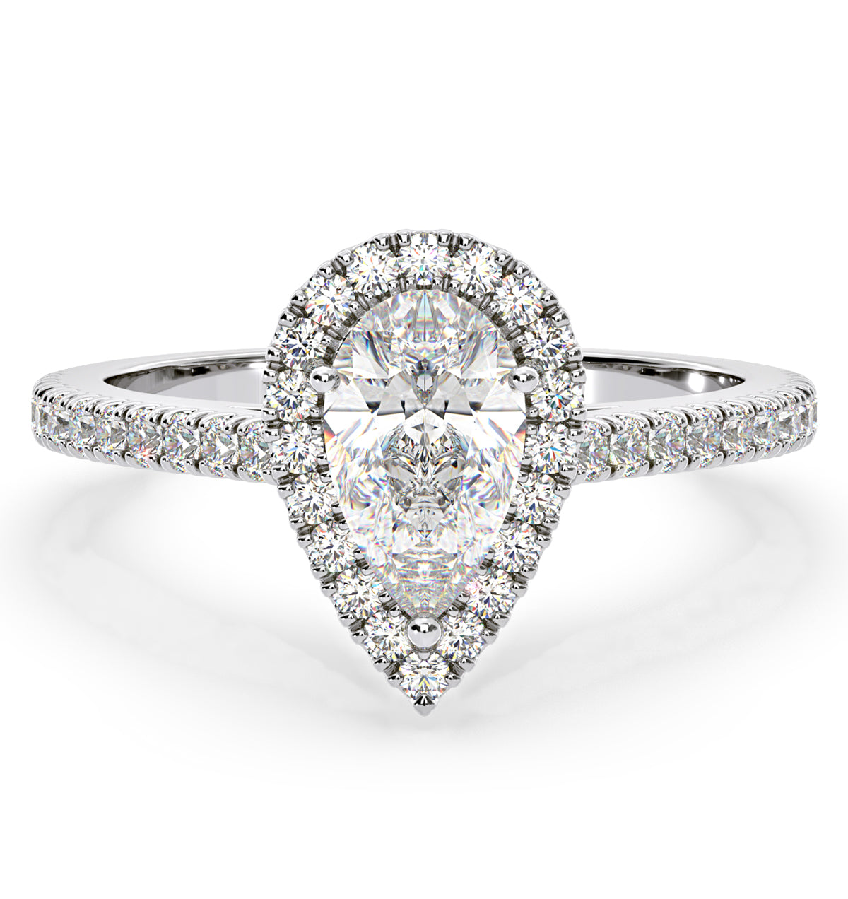 Diana GIA Diamond Pear Halo Engagement Ring Platinum 1.60ct G/SI1