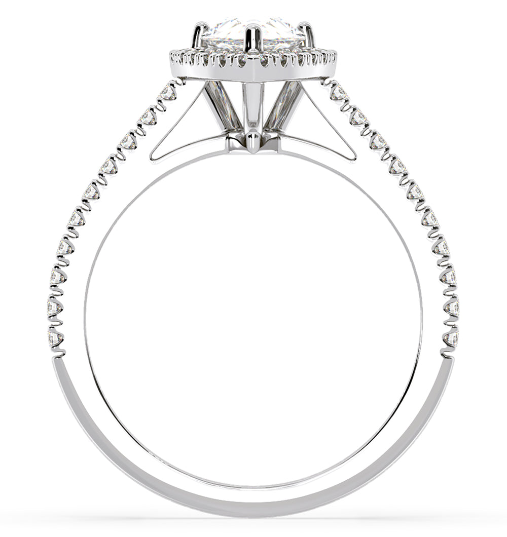 Diana GIA Diamond Pear Halo Engagement Ring Platinum 1.60ct G/SI1