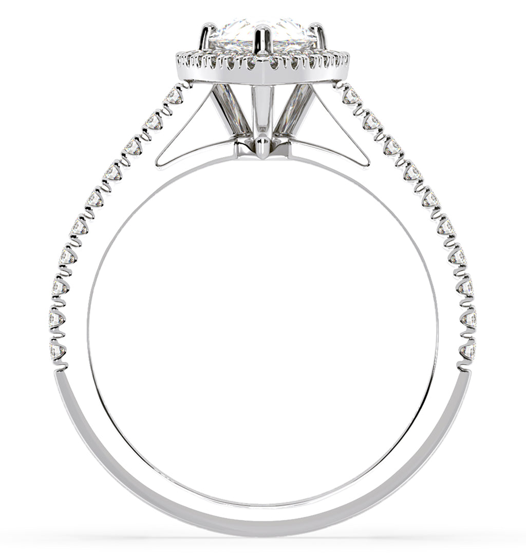 Diana GIA Diamond Pear Halo Engagement Ring Platinum 1.60ct G/SI1