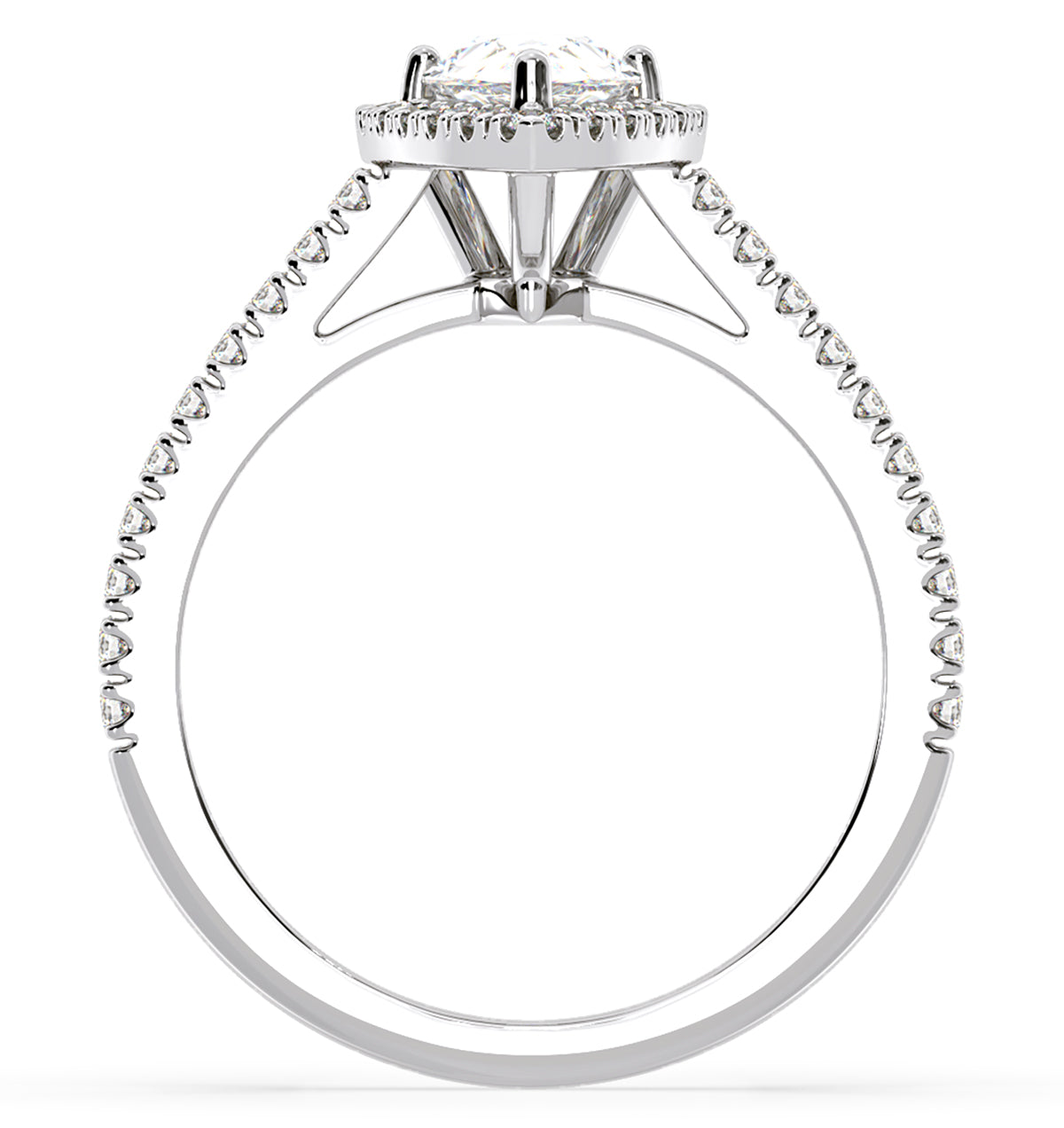 Diana GIA Diamond Pear Halo Engagement Ring Platinum 1.60ct G/SI1