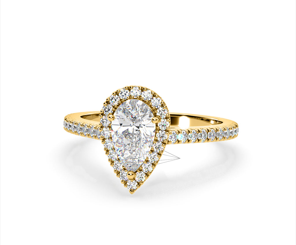 Diana Lab Diamond Pear Halo Engagement Ring in 18K Gold 1.60ct F/VS1