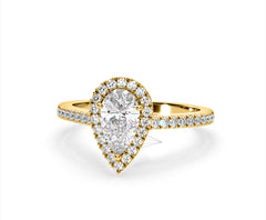 Diana Lab Diamond Pear Halo Engagement Ring in 18K Gold 1.60ct F/VS1
