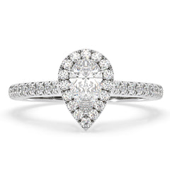 Diana Diamond Pear Halo Engagement Ring Platinum 1ct G/VS1