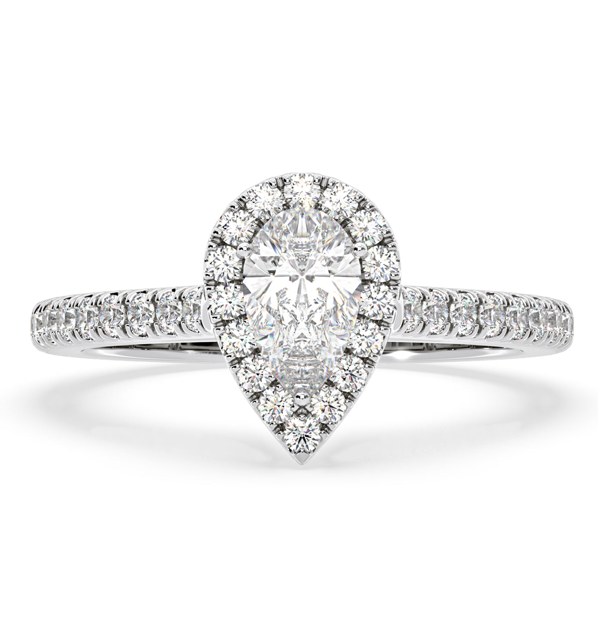Diana Diamond Pear Halo Engagement Ring Platinum 1ct G/VS1