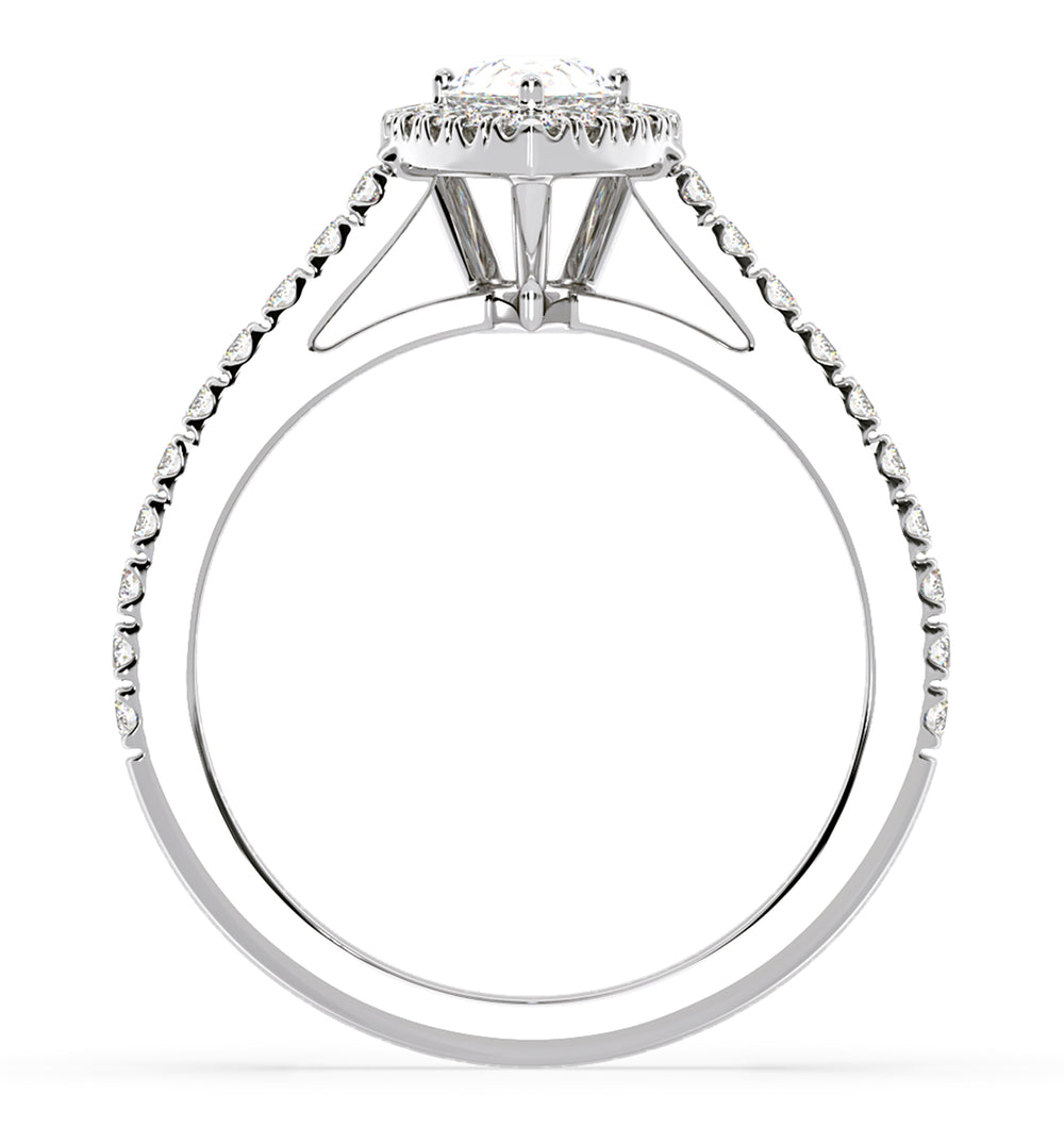 Diana Diamond Pear Halo Engagement Ring Platinum 1ct G/VS1