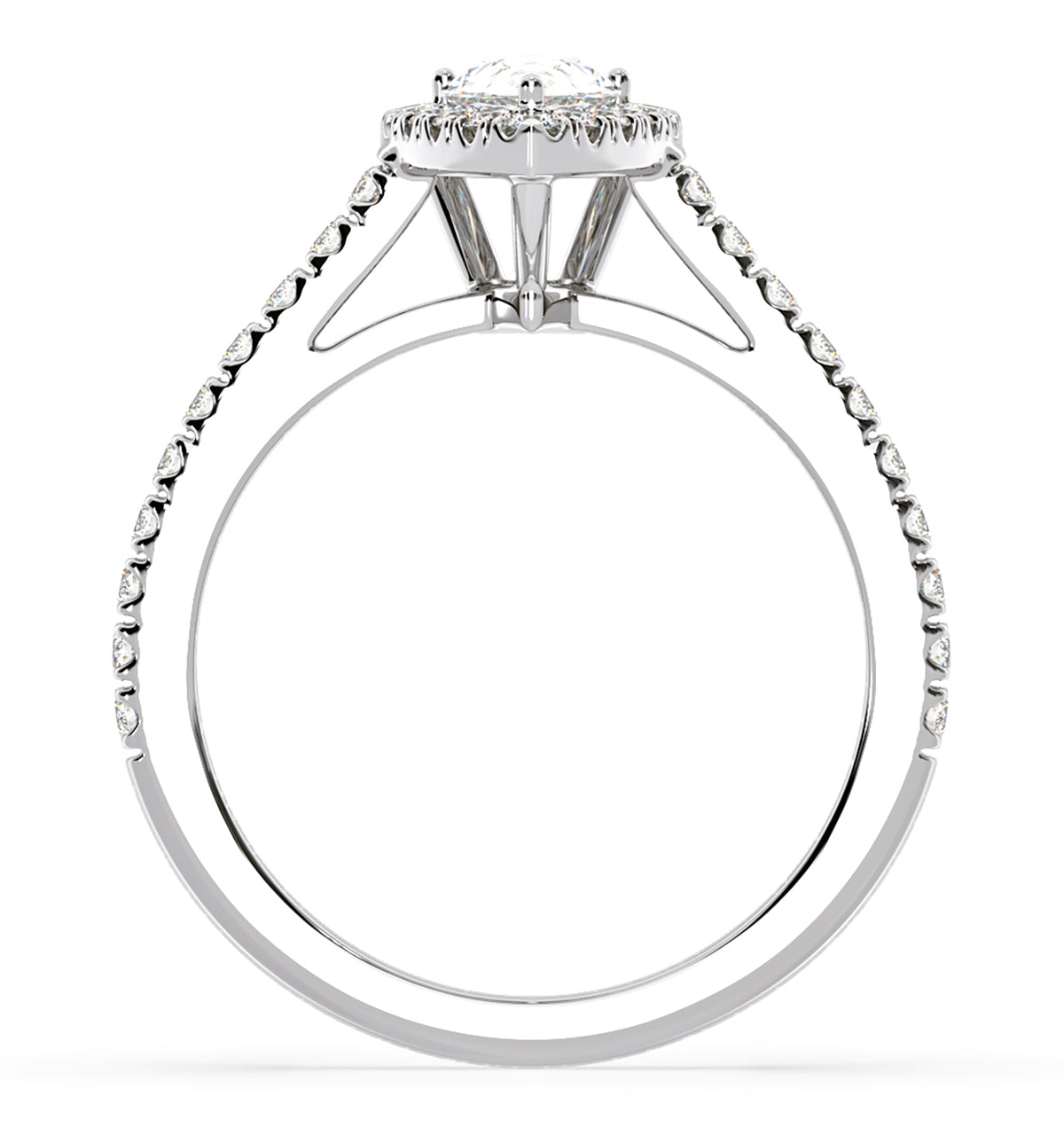 Diana Diamond Pear Halo Engagement Ring Platinum 1ct G/VS1
