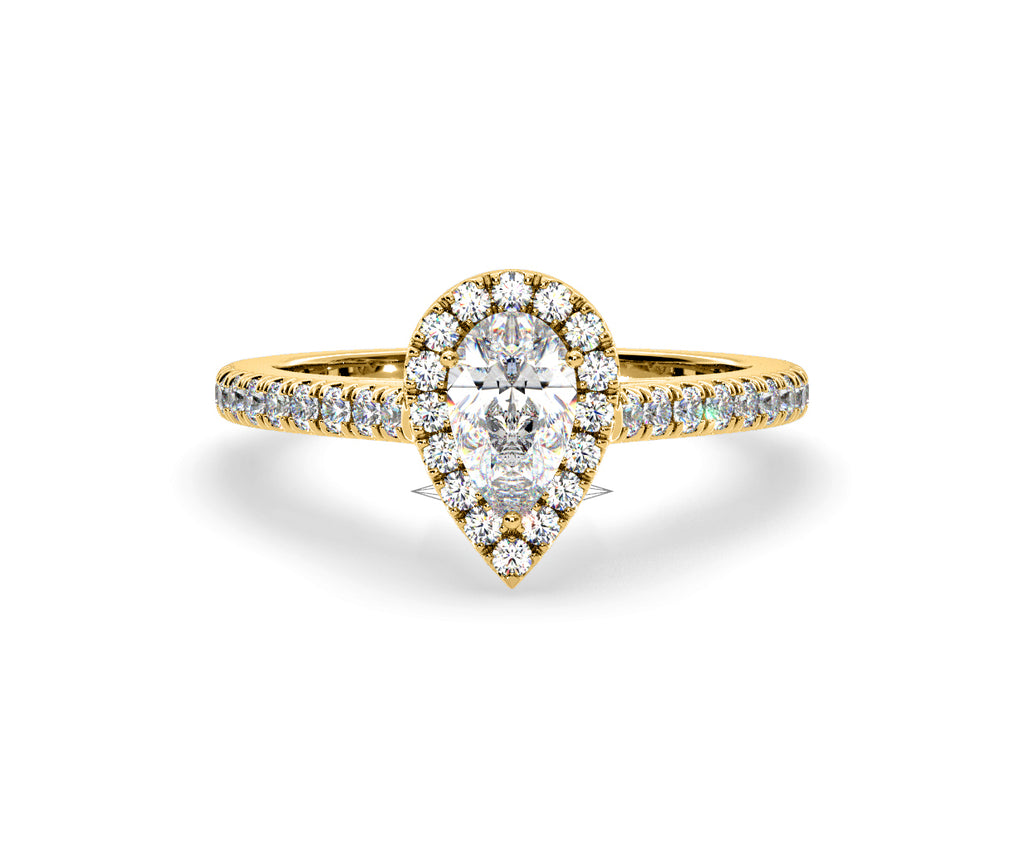 Diana GIA Diamond Pear Halo Engagement Ring in 18K Gold 1.35ct G/SI2