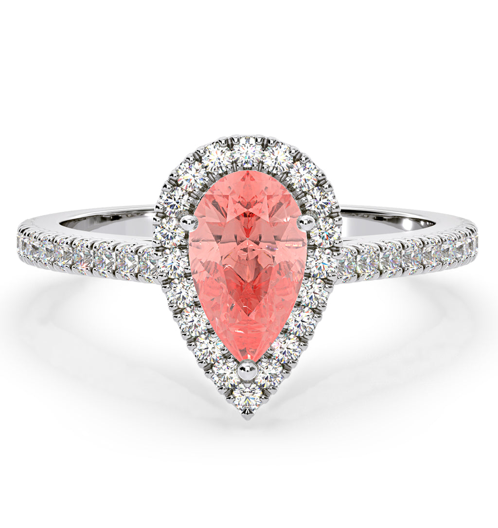 Diana Pink Lab Diamond Pear Halo Ring 1.60ct in Platinum - Elara Collection