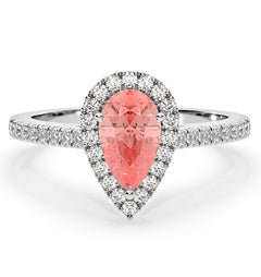 Diana Pink Lab Diamond Pear Halo Ring 1.60ct in Platinum - Elara Collection