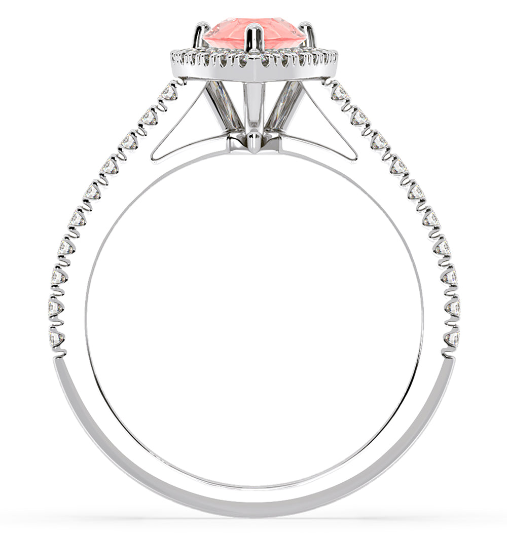 Diana Pink Lab Diamond Pear Halo Ring 1.60ct in Platinum - Elara Collection