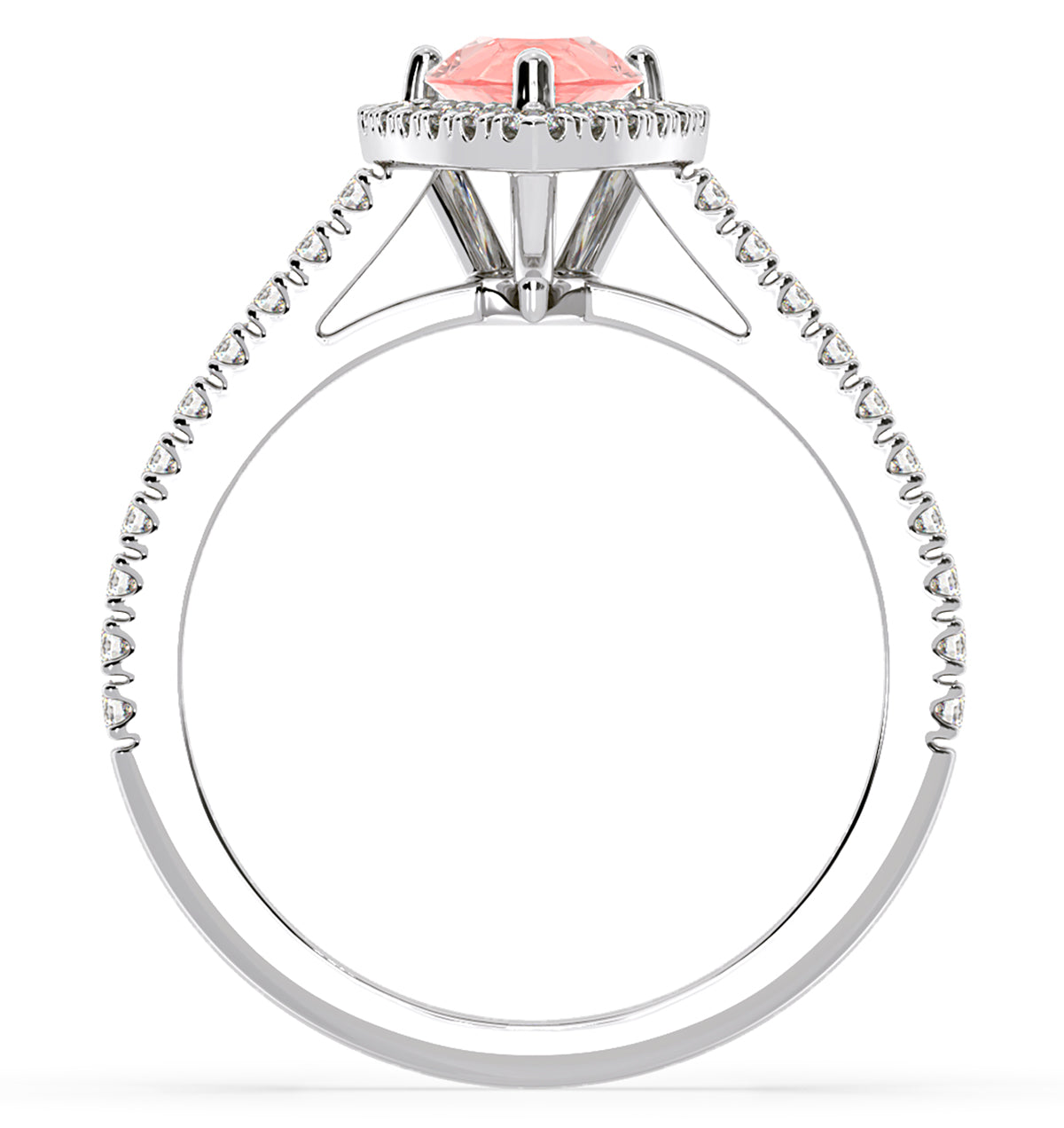 Diana Pink Lab Diamond Pear Halo Ring 1.60ct in Platinum - Elara Collection