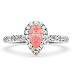 Diana Pink Lab Diamond Pear Halo Ring 1.00ct in 18K White Gold - Elara Collection