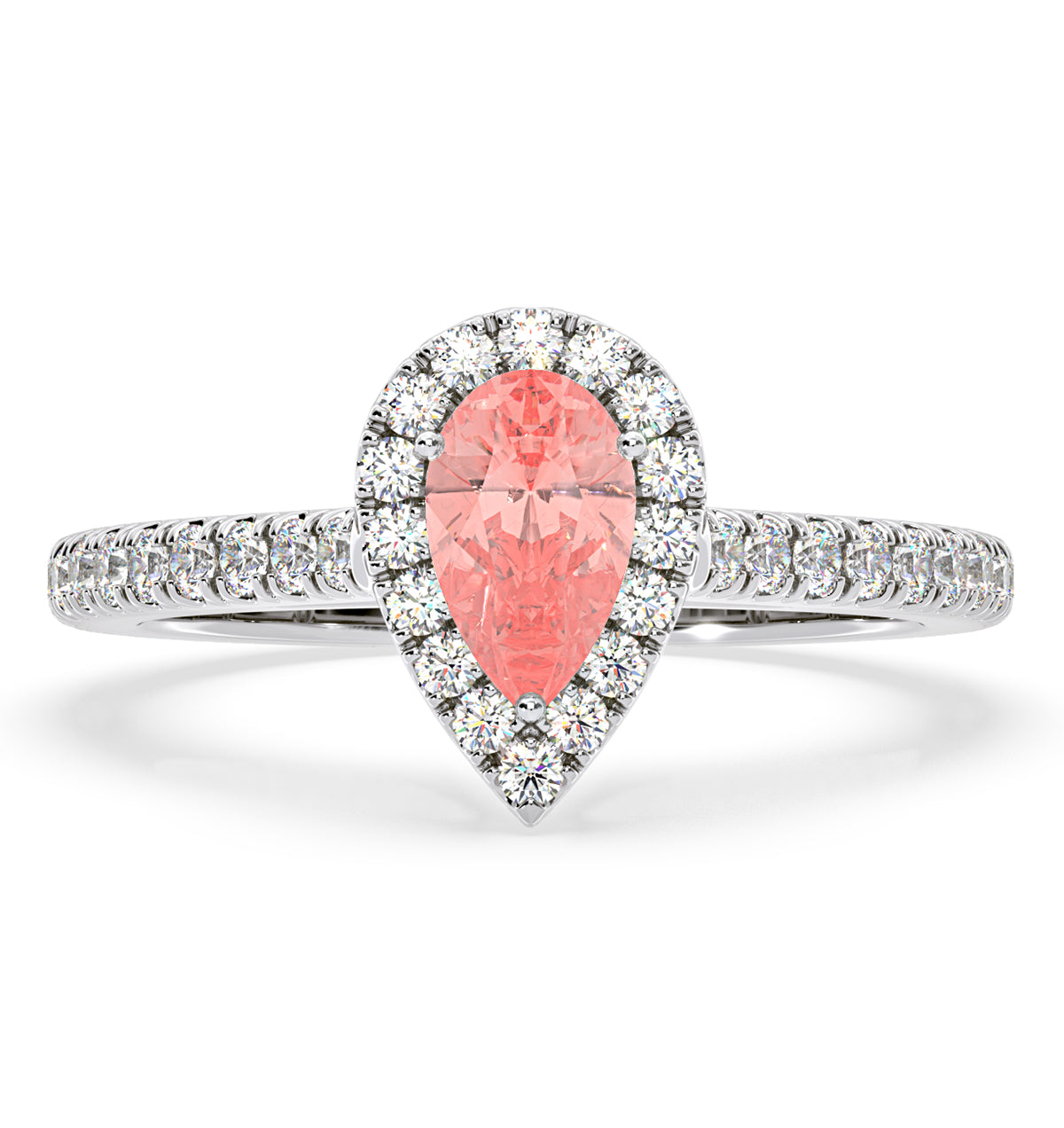 Diana Pink Lab Diamond Pear Halo Ring 1.00ct in 18K White Gold - Elara Collection