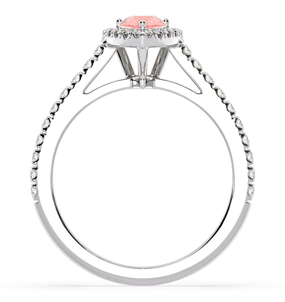 Diana Pink Lab Diamond Pear Halo Ring 1.00ct in 18K White Gold - Elara Collection