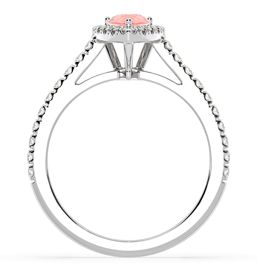 Diana Pink Lab Diamond Pear Halo Ring 1.00ct in 18K White Gold - Elara Collection