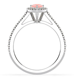 Diana Pink Lab Diamond Pear Halo Ring 1.00ct in 18K White Gold - Elara Collection